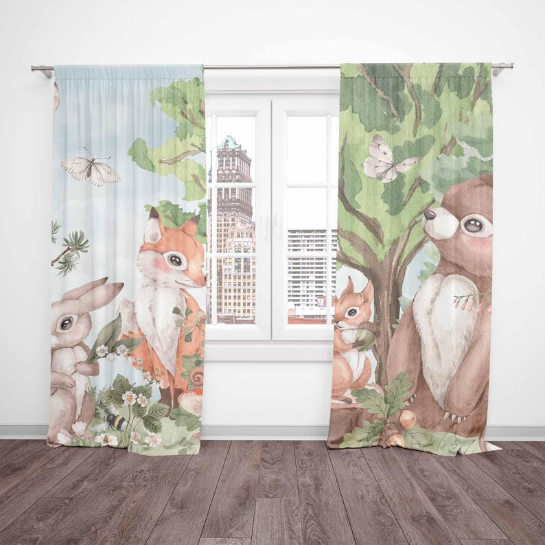Tirai Hewan Hutan Tirai Kamar  - Baby Nursery Blackout Curtains ulasan dan harga