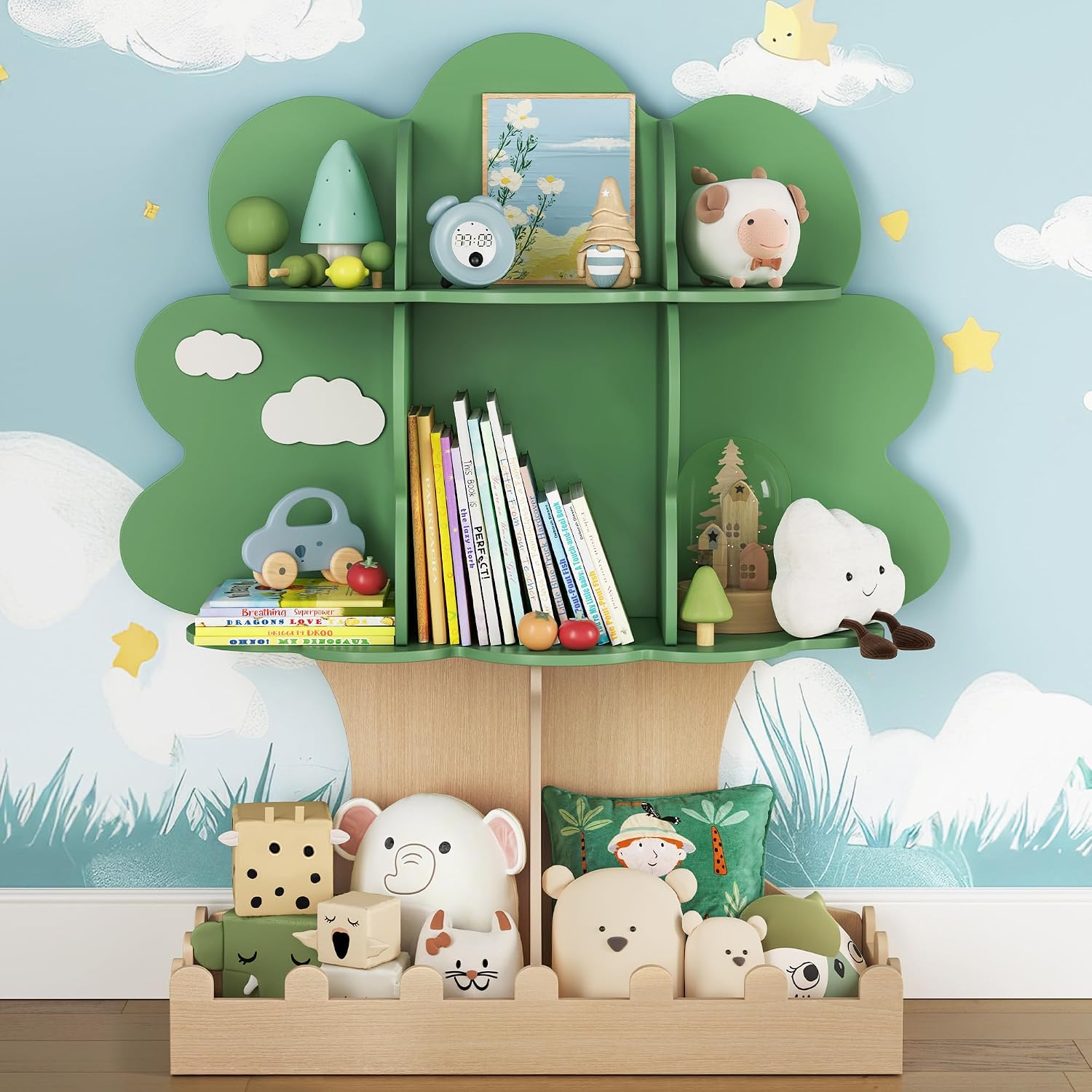 Rak Buku Kayu Montessori untuk - Baby Nursery Bookcase ulasan dan harga