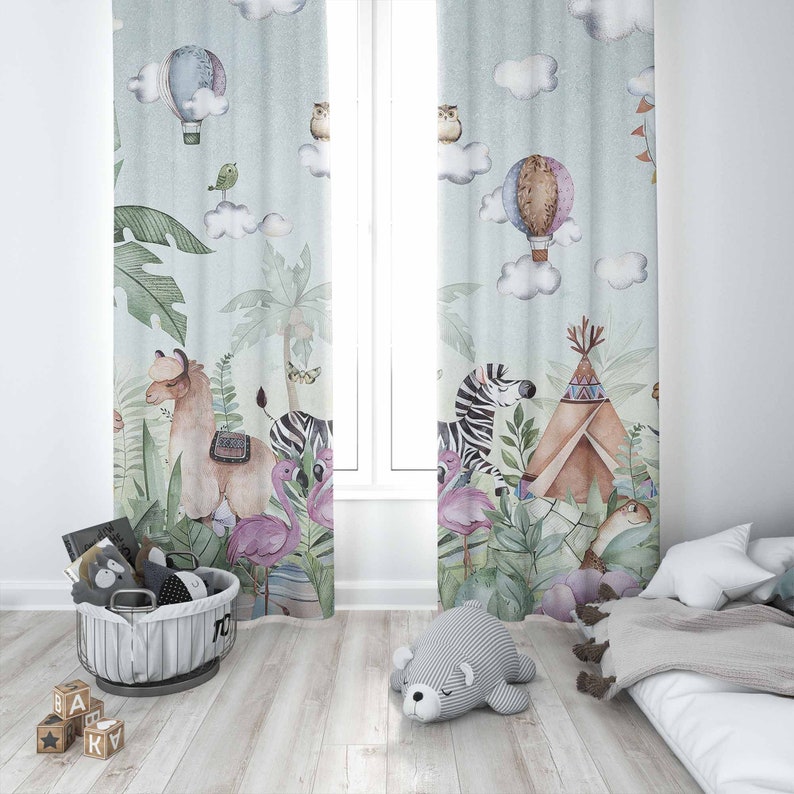 Tirai Kamar Bayi Motif Hewan S - Baby Nursery Blackout Curtains ulasan dan harga