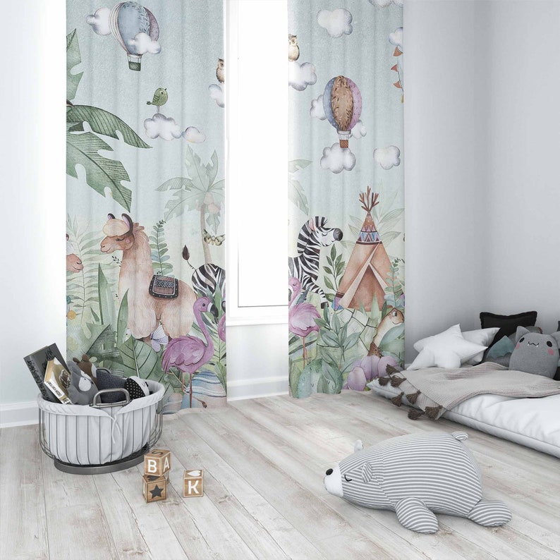 Tirai Kamar Bayi Motif Hewan S - Baby Nursery Blackout Curtains ulasan dan harga