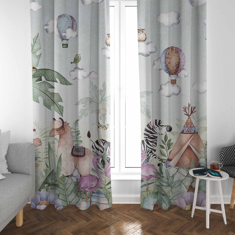 Tirai Kamar Bayi Motif Hewan S - Baby Nursery Blackout Curtains ulasan dan harga