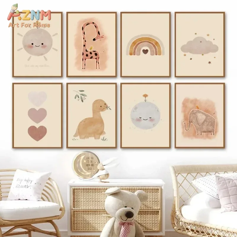AZNM Lukisan Kanvas Dinosaurus - Baby Nursery Elephant ulasan dan harga