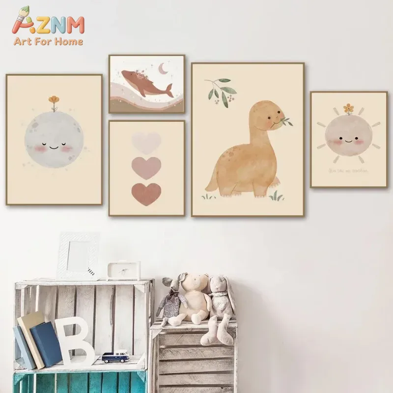 AZNM Lukisan Kanvas Dinosaurus - Baby Nursery Elephant ulasan dan harga