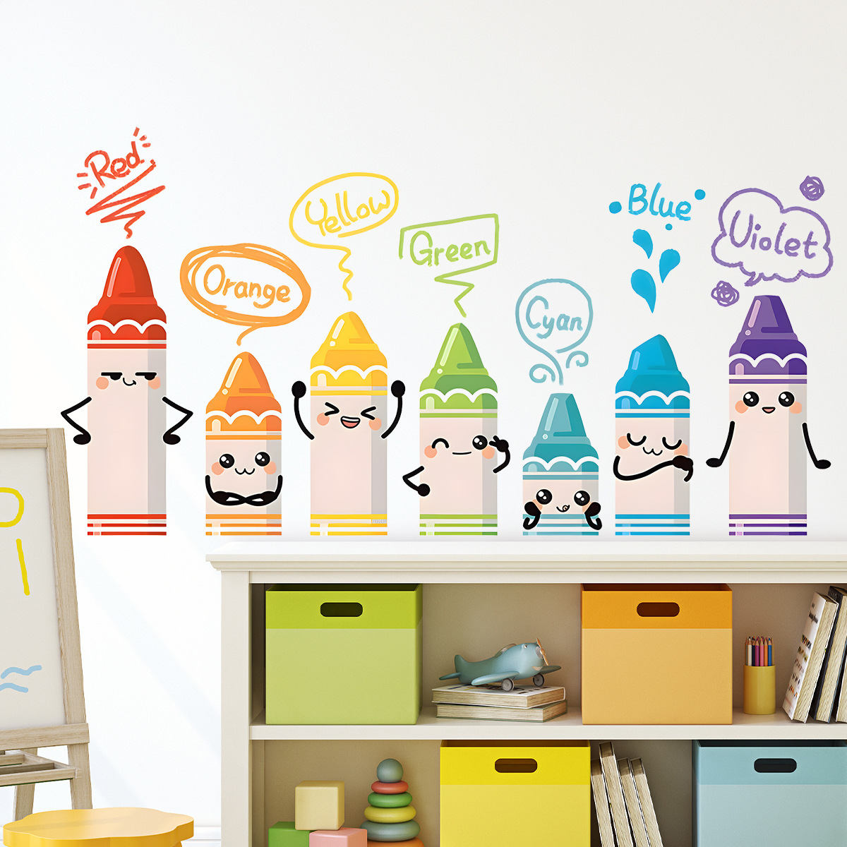 Stiker dinding pola krayon war - Baby Nursery Wallpaper ulasan dan harga