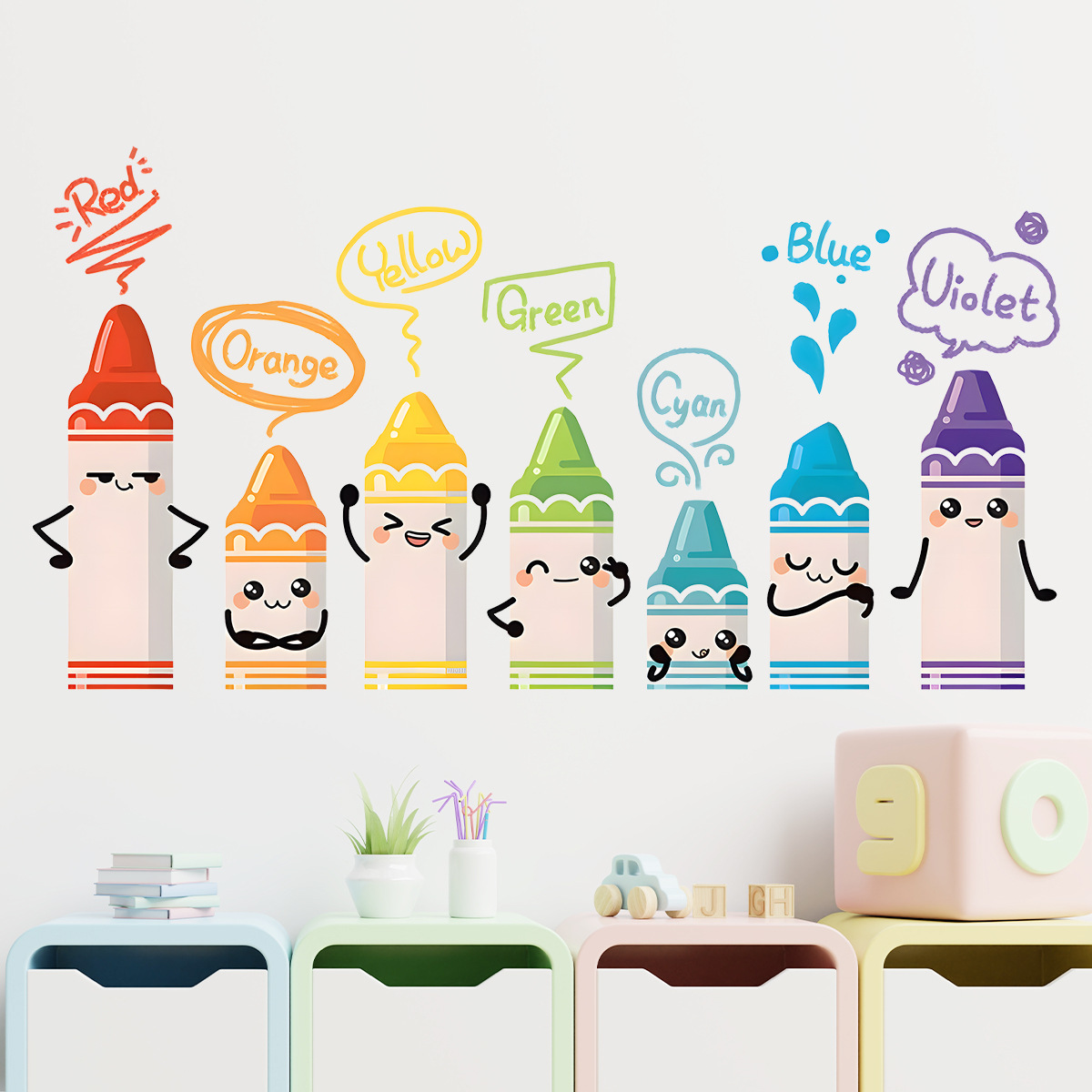 Stiker dinding pola krayon war - Baby Nursery Wallpaper ulasan dan harga
