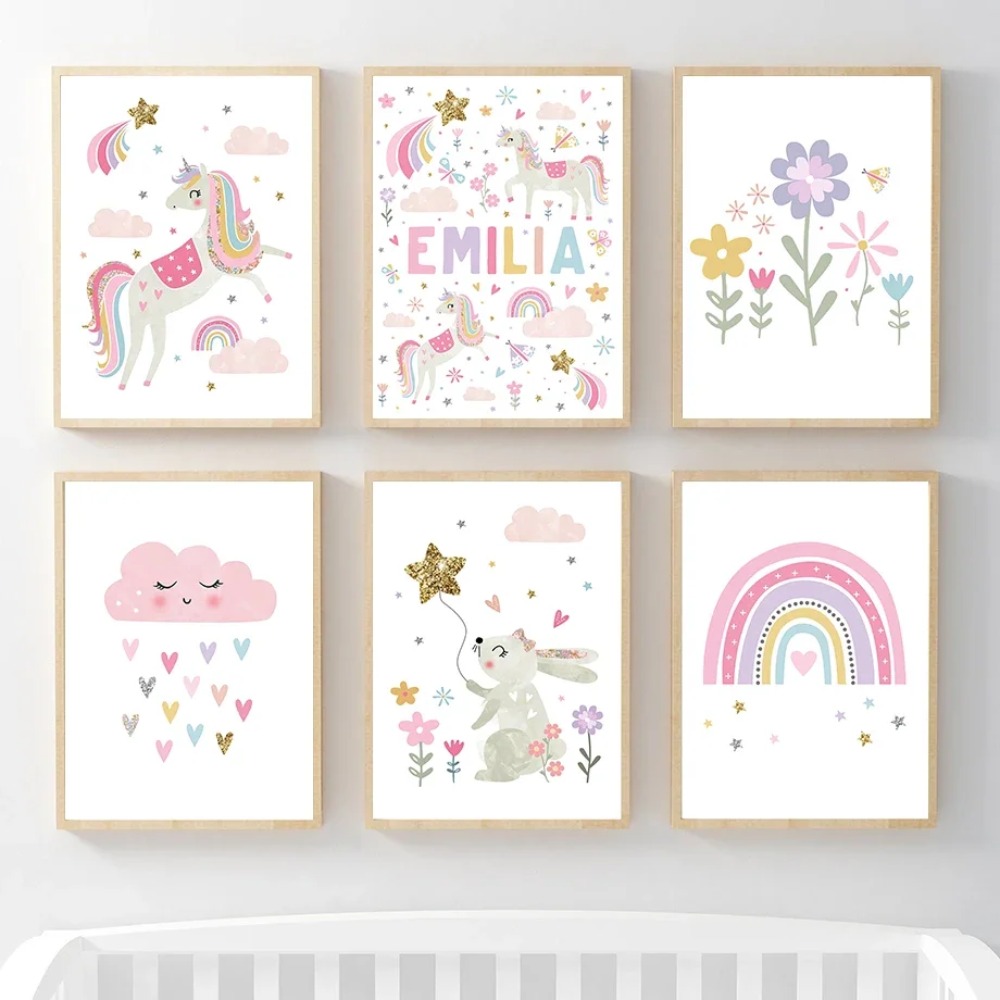 Poster Lukisan Kanvas Seni Din - Baby Nursery Name Wall Art ulasan dan harga