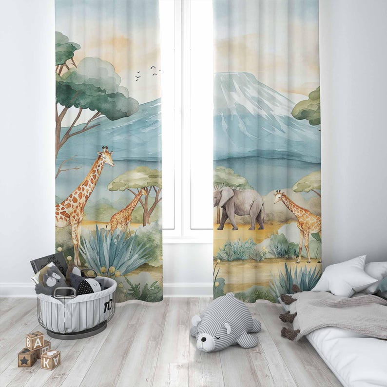 Tirai Anak-anak Motif Hewan Sa - Baby Nursery Blackout Curtains ulasan dan harga