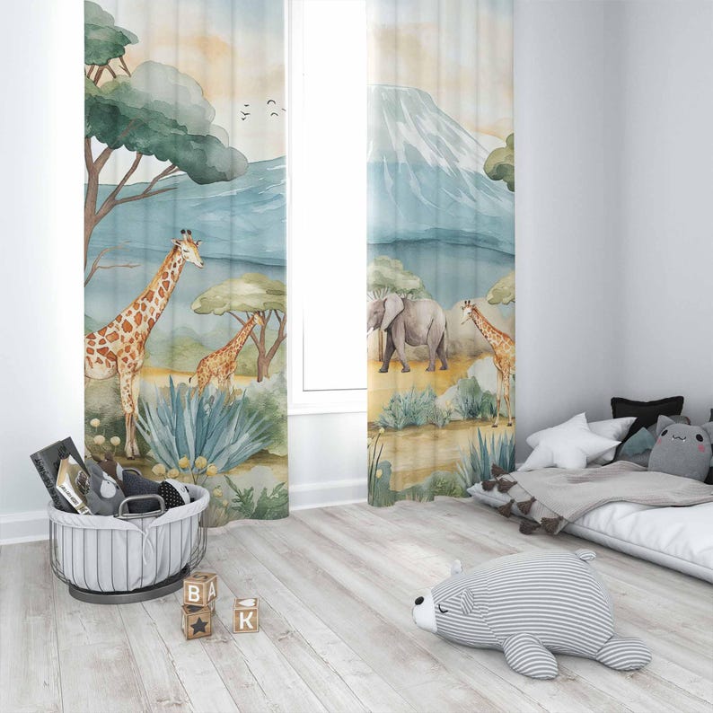 Tirai Anak-anak Motif Hewan Sa - Baby Nursery Blackout Curtains ulasan dan harga