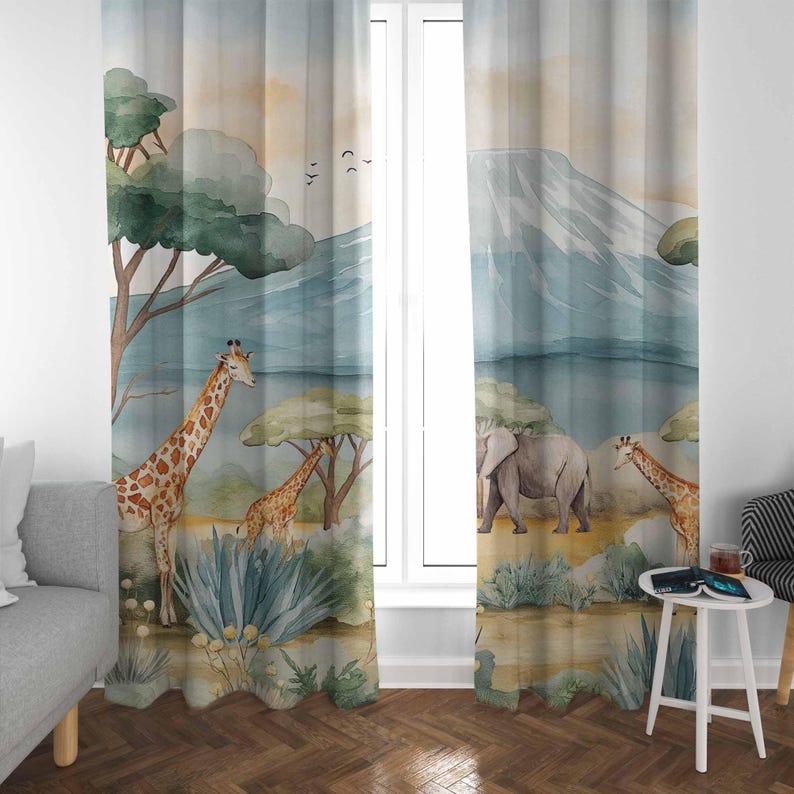 Tirai Anak-anak Motif Hewan Sa - Baby Nursery Blackout Curtains ulasan dan harga