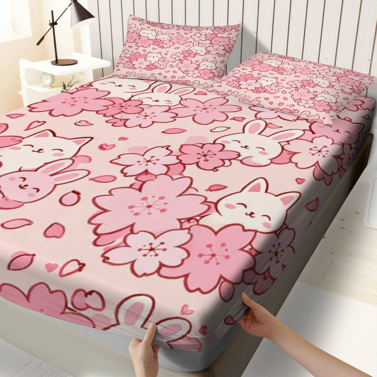 Set Sprei Sakura Rabbit Cat, B - Baby Nursery Bedding ulasan dan harga