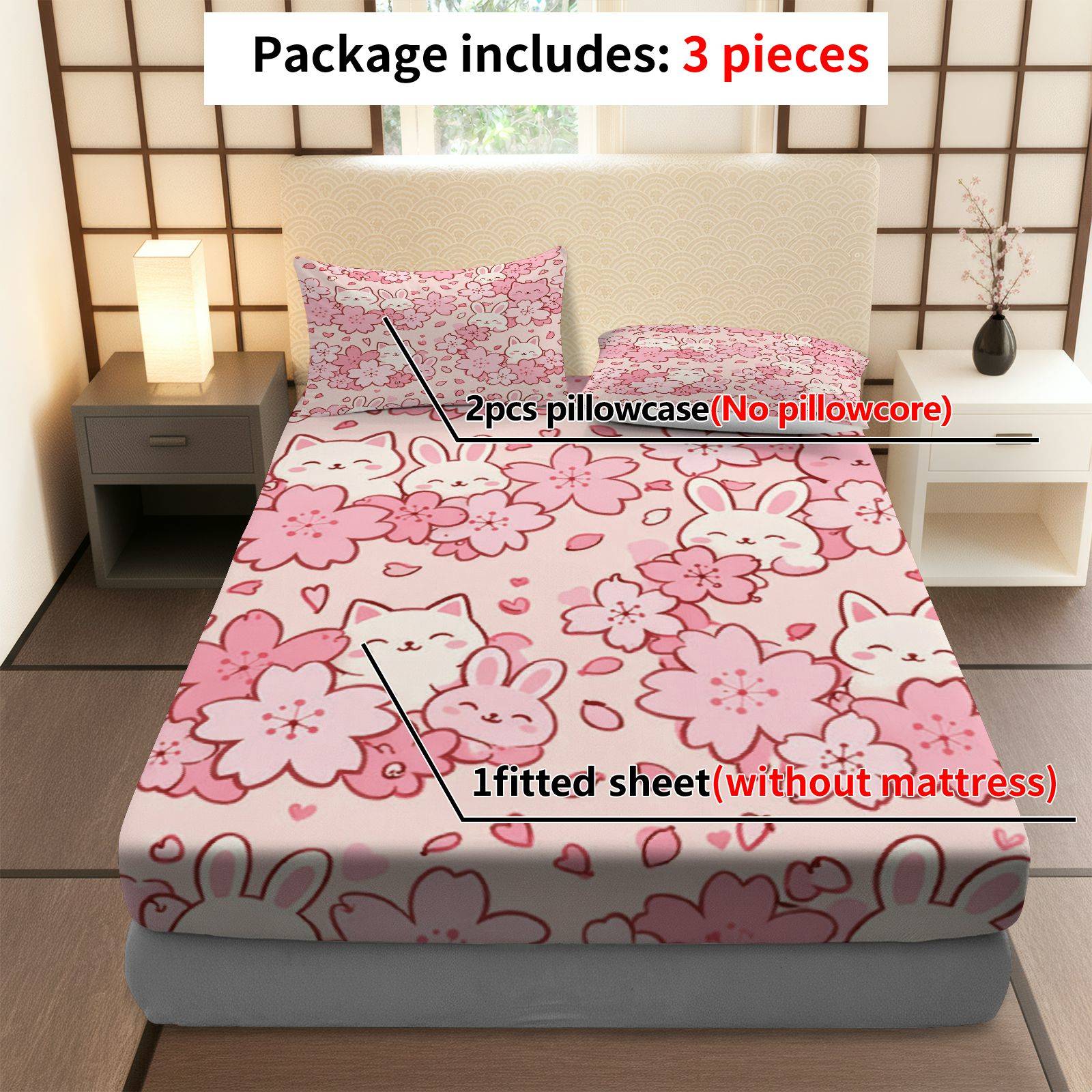 Set Sprei Sakura Rabbit Cat, B - Baby Nursery Bedding ulasan dan harga