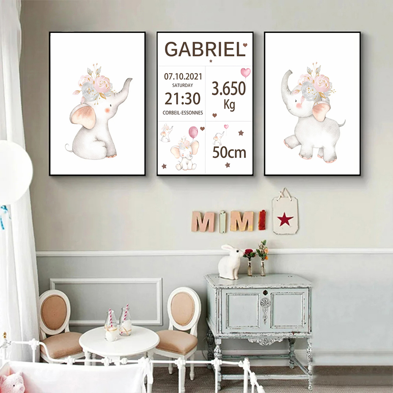 Dekorasi kamar anak Poster sen - Baby Nursery Elephant ulasan dan harga