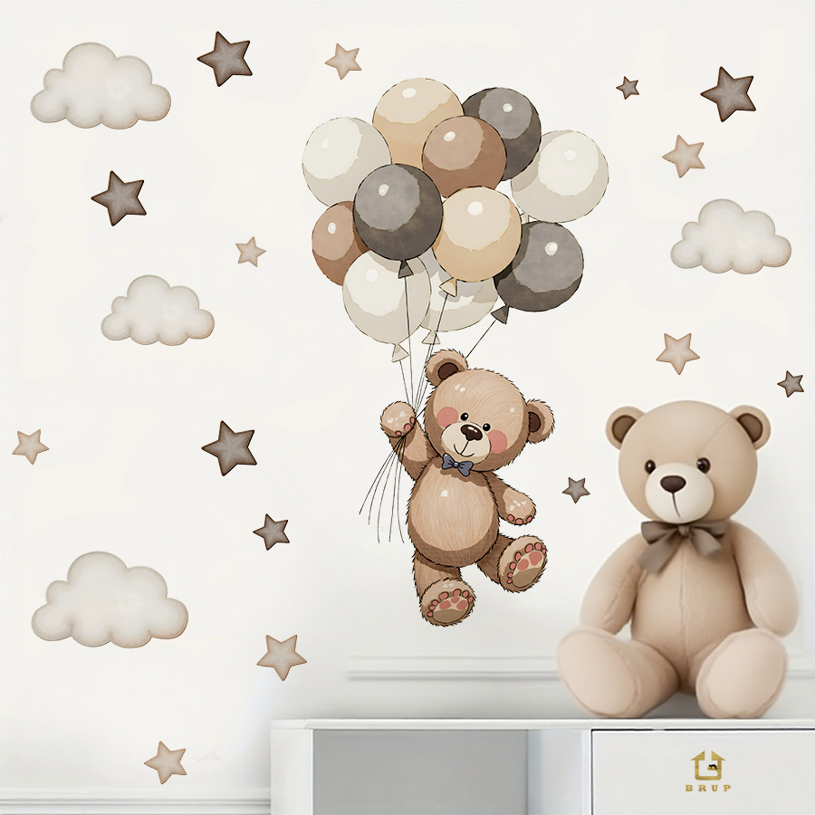 Stiker Dinding Beruang Teddy y - Baby Nursery Stickers ulasan dan harga