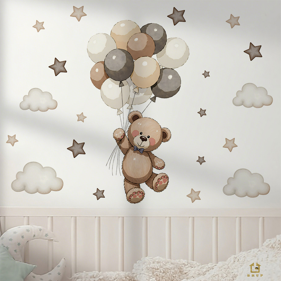 Stiker Dinding Beruang Teddy y - Baby Nursery Stickers ulasan dan harga