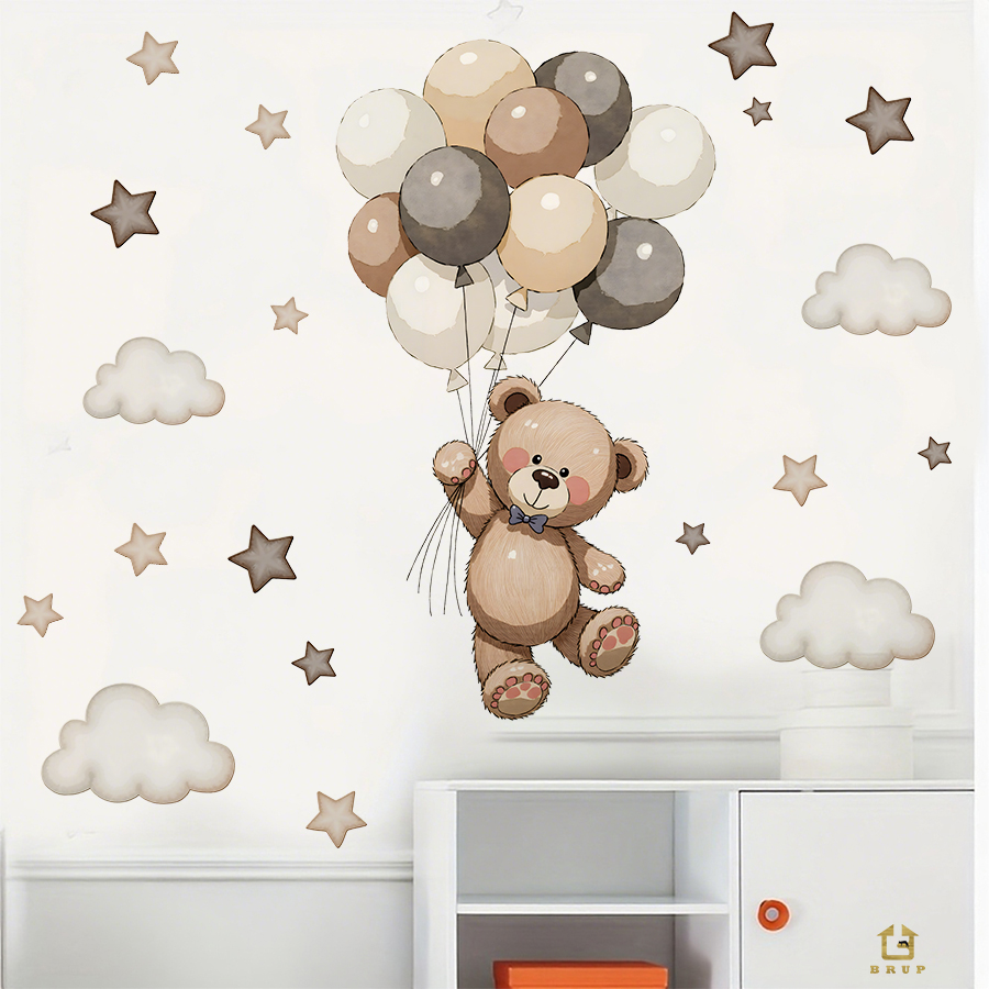 Stiker Dinding Beruang Teddy y - Baby Nursery Stickers ulasan dan harga