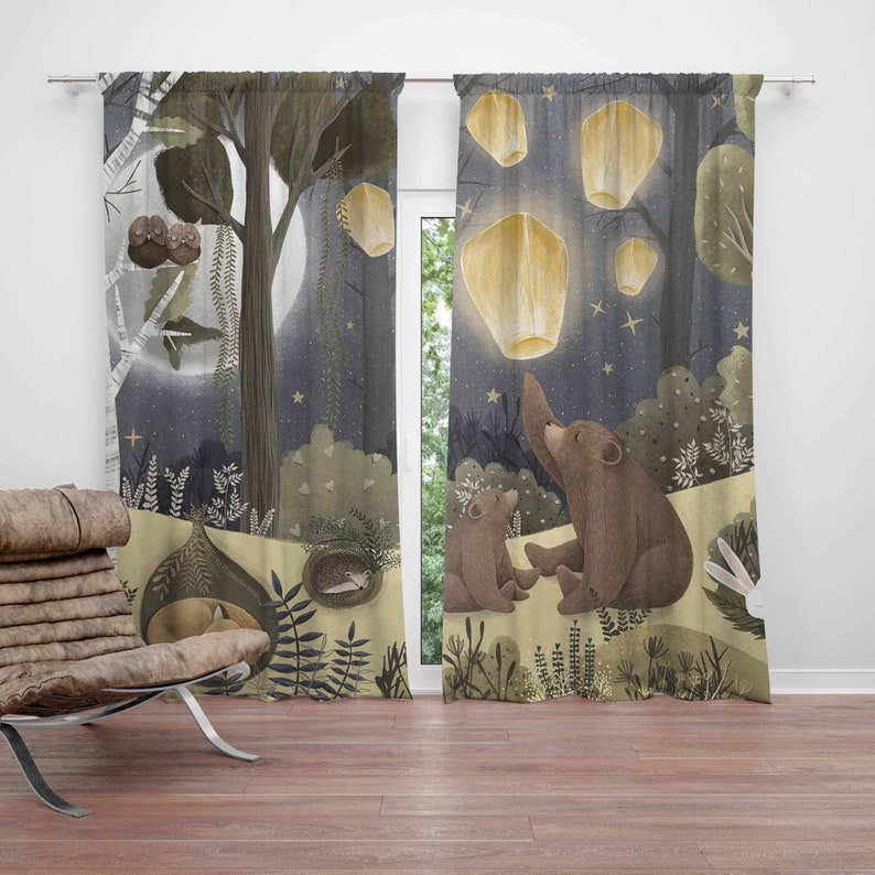 Tirai Kamar Bayi Motif Hutan B - Baby Nursery Blackout Curtains ulasan dan harga