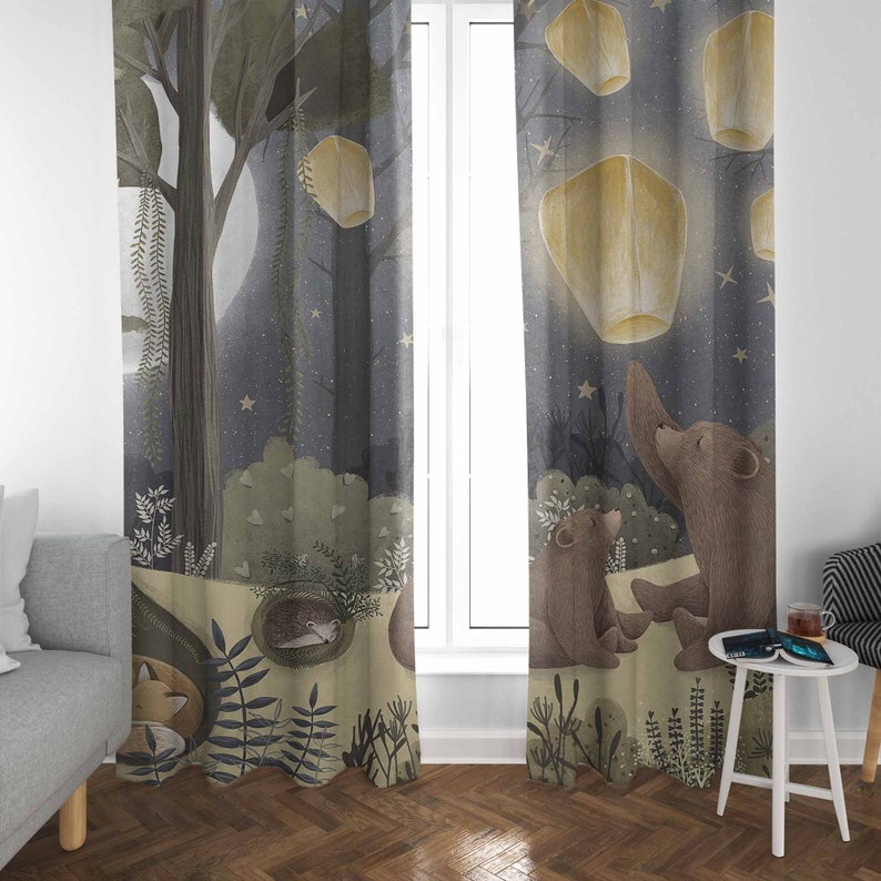 Tirai Kamar Bayi Motif Hutan B - Baby Nursery Blackout Curtains ulasan dan harga