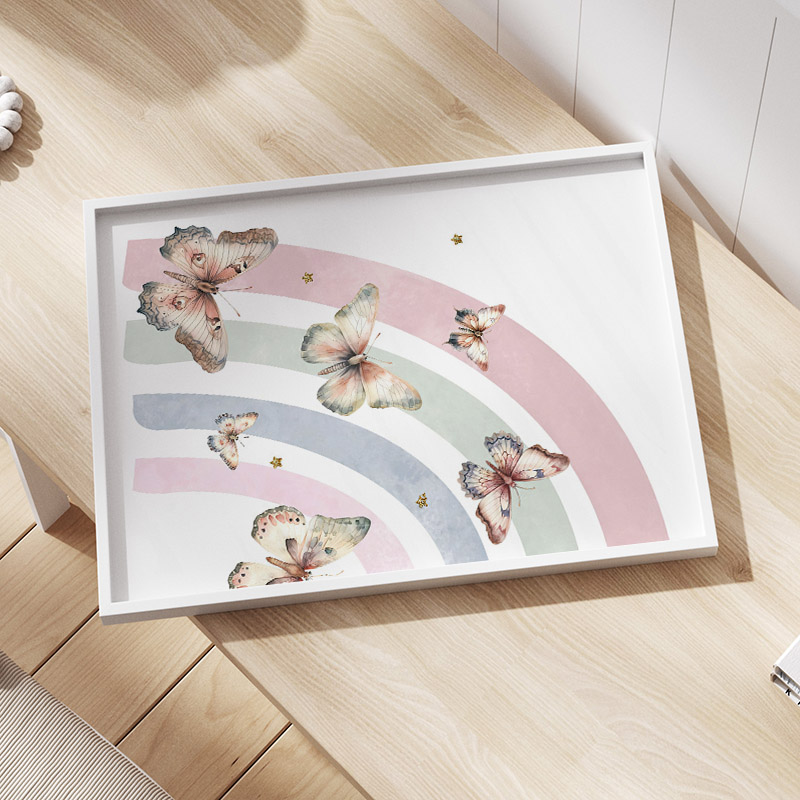 Kupu-kupu Pelangi Merah Muda K - Baby Nursery Name Wall Art ulasan dan harga