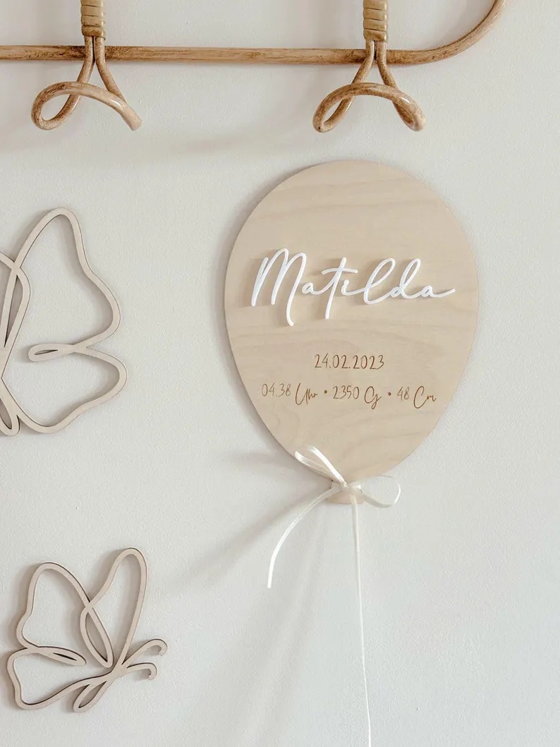 Papan Balon Nama Bayi yang Dip - Baby Nursery Keepsake ulasan dan harga