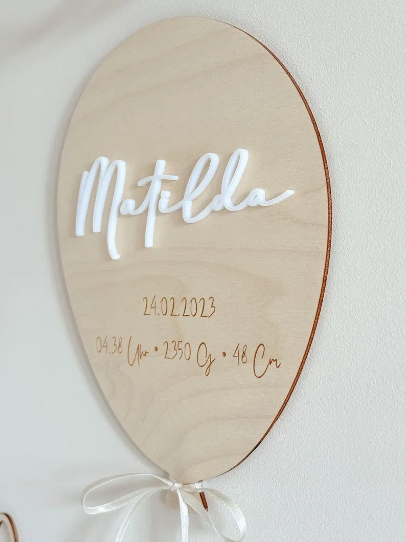 Papan Balon Nama Bayi yang Dip - Baby Nursery Keepsake ulasan dan harga