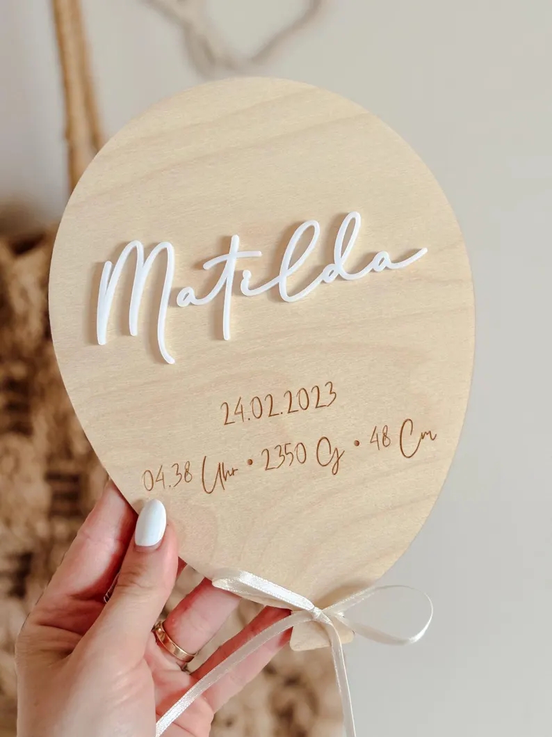 Papan Balon Nama Bayi yang Dip - Baby Nursery Keepsake ulasan dan harga