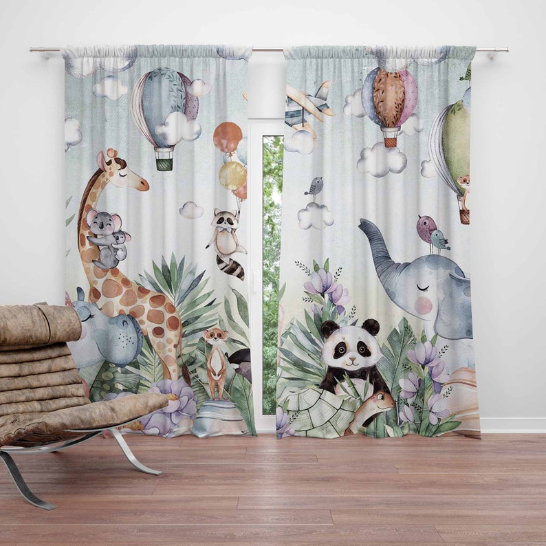 Tirai Kamar Bayi Motif Safari  - Baby Nursery Blackout Curtains ulasan dan harga