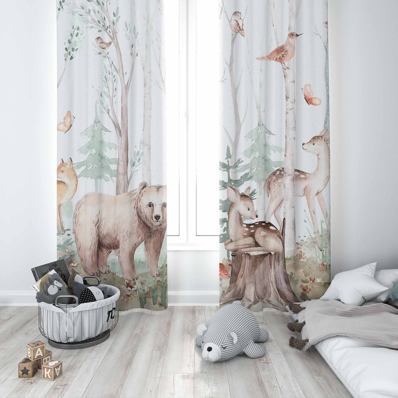 Tirai Hewan Hutan Tirai Kamar  - Baby Nursery Blackout Curtains ulasan dan harga