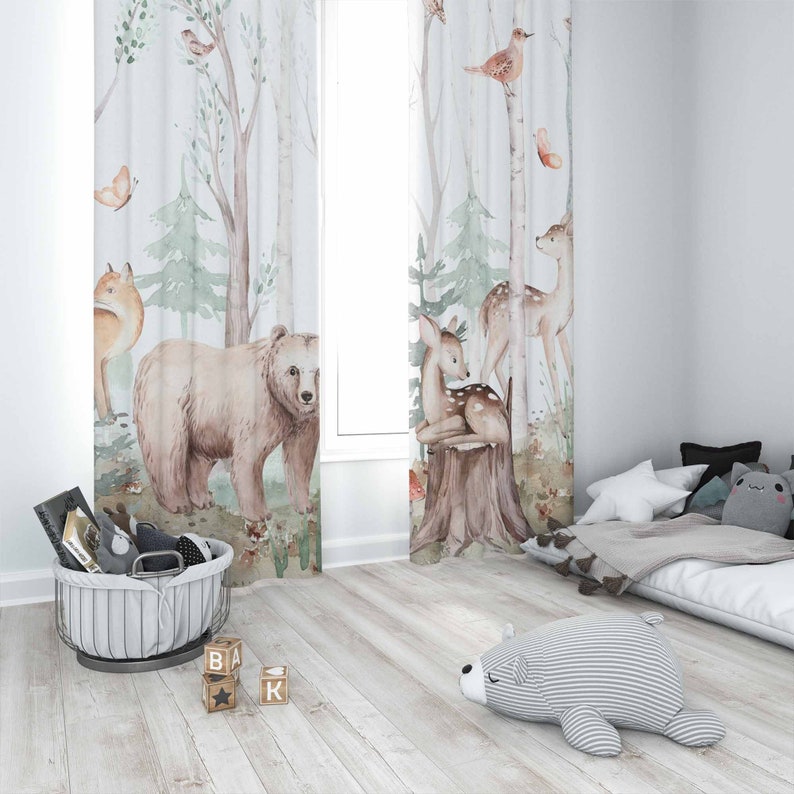 Tirai Hewan Hutan Tirai Kamar  - Baby Nursery Blackout Curtains ulasan dan harga