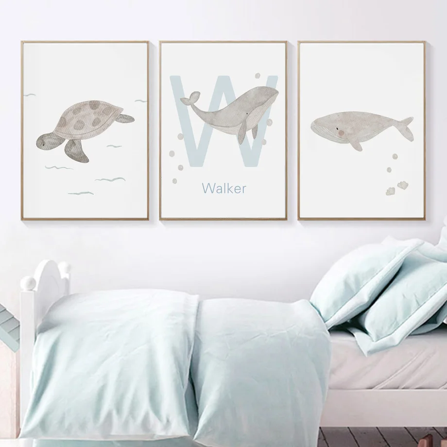 Kustom nama paus gurita penyu  - Baby Nursery Name Wall Art ulasan dan harga