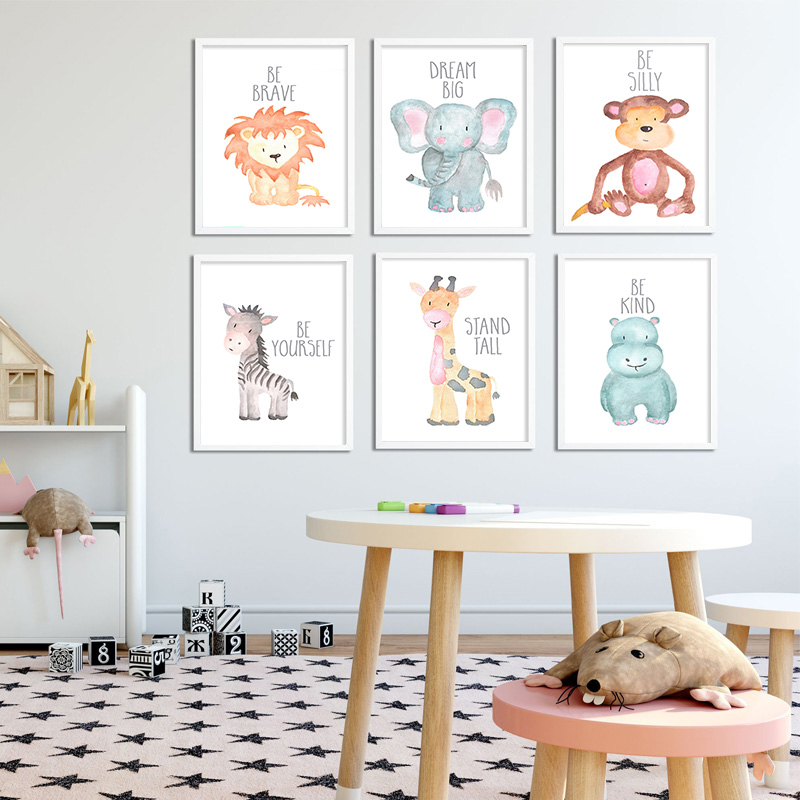 Poster kanvas jerapah singa he - Baby Nursery Elephant ulasan dan harga