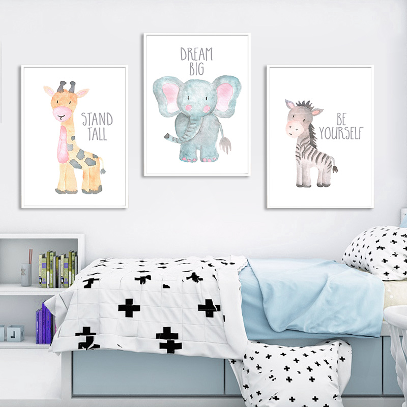 Poster kanvas jerapah singa he - Baby Nursery Elephant ulasan dan harga