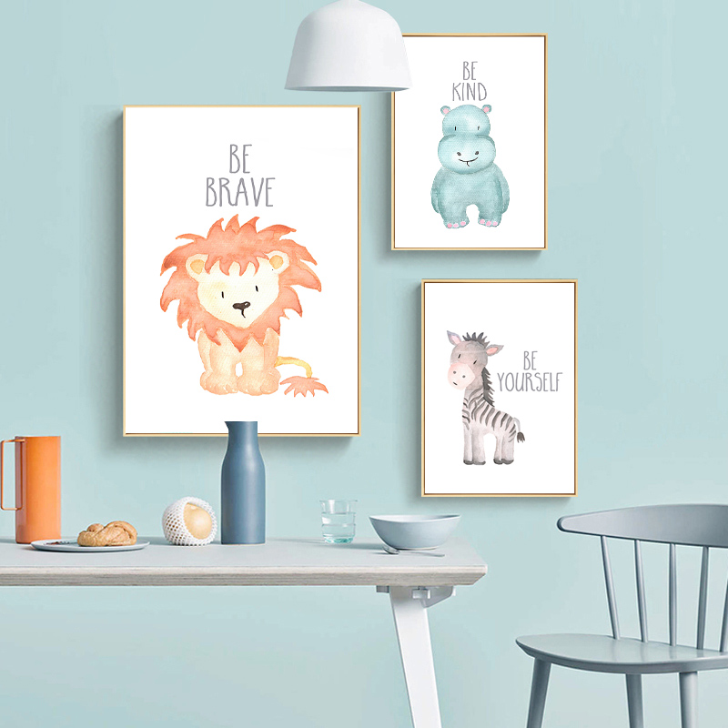 Poster kanvas jerapah singa he - Baby Nursery Elephant ulasan dan harga