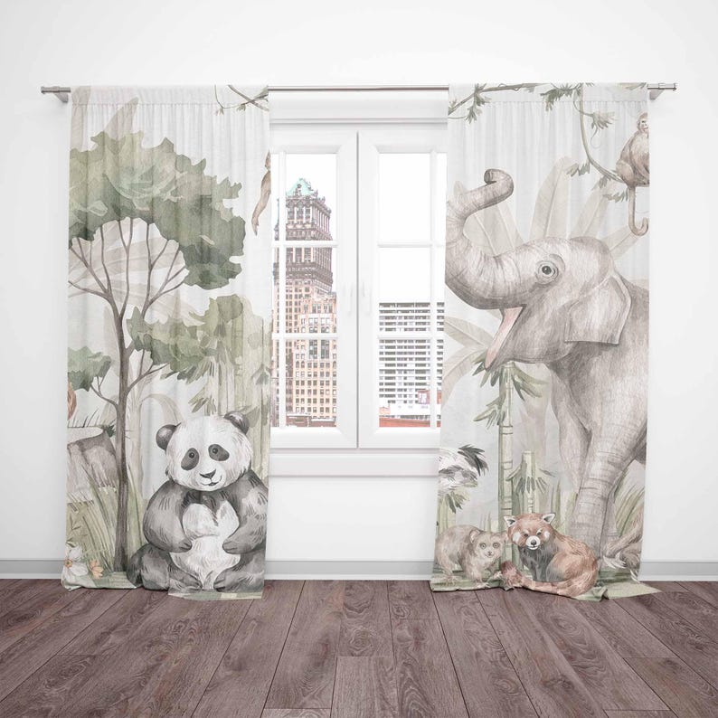 Tirai Hewan Safari Tirai Kamar - Baby Nursery Blackout Curtains ulasan dan harga