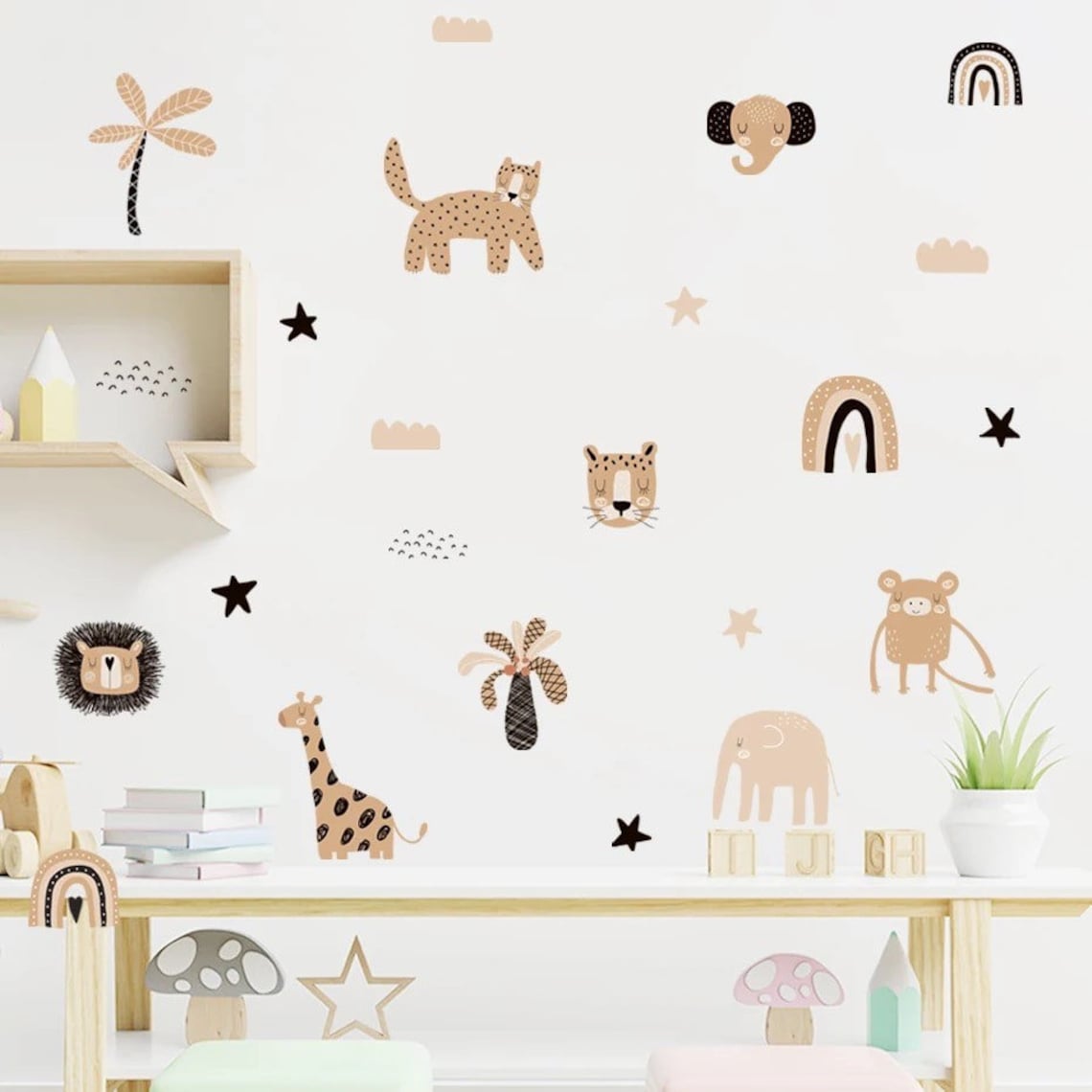 Boho Kartun Pelangi Bintang Wa - Baby Nursery Wallpaper ulasan dan harga